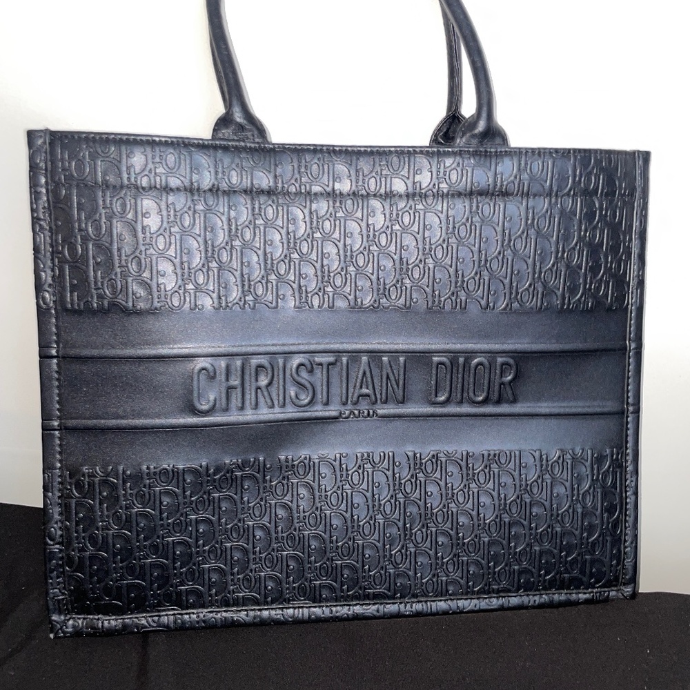 Medium Dior Book Tote – Black Calfskin